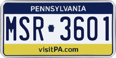 PA license plate MSR3601