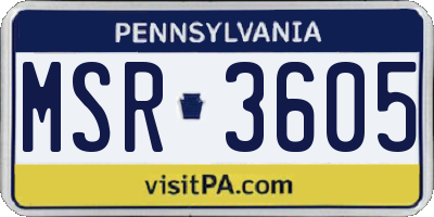 PA license plate MSR3605