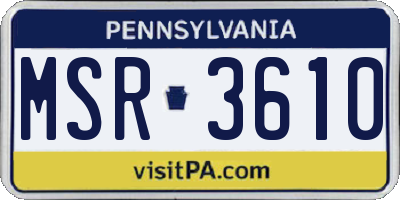 PA license plate MSR3610
