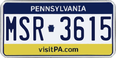 PA license plate MSR3615