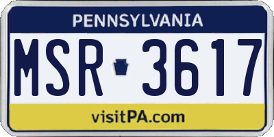 PA license plate MSR3617