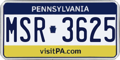 PA license plate MSR3625