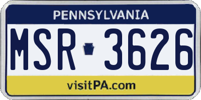 PA license plate MSR3626