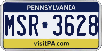 PA license plate MSR3628