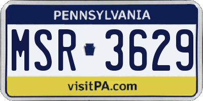PA license plate MSR3629