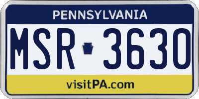 PA license plate MSR3630
