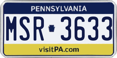 PA license plate MSR3633