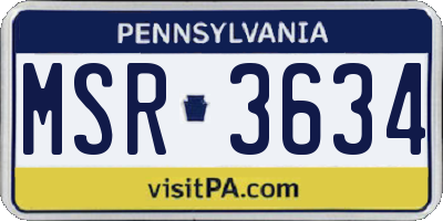 PA license plate MSR3634
