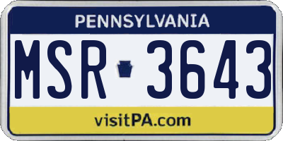 PA license plate MSR3643