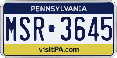 PA license plate MSR3645