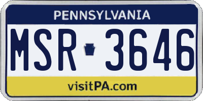 PA license plate MSR3646