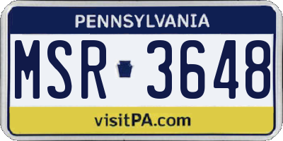 PA license plate MSR3648