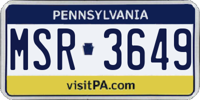 PA license plate MSR3649