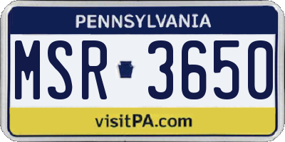 PA license plate MSR3650