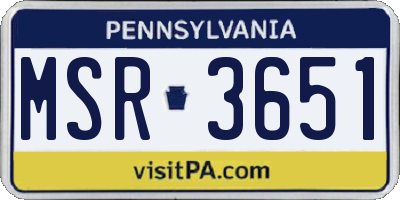 PA license plate MSR3651