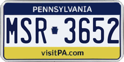 PA license plate MSR3652