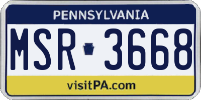 PA license plate MSR3668