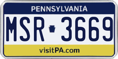 PA license plate MSR3669