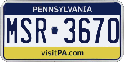 PA license plate MSR3670