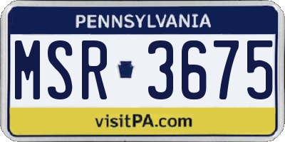 PA license plate MSR3675