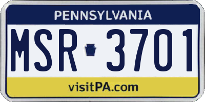 PA license plate MSR3701
