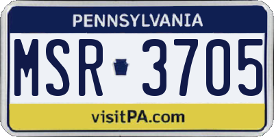 PA license plate MSR3705