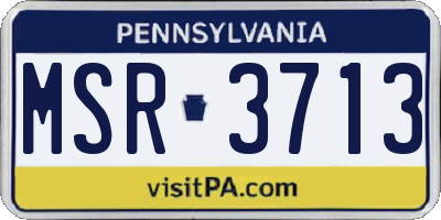 PA license plate MSR3713