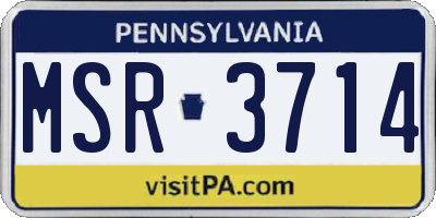 PA license plate MSR3714