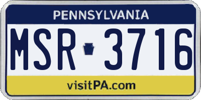 PA license plate MSR3716