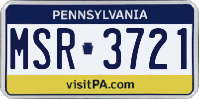 PA license plate MSR3721