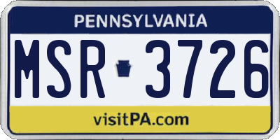 PA license plate MSR3726