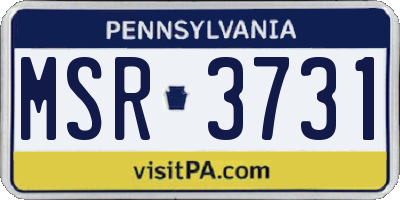 PA license plate MSR3731