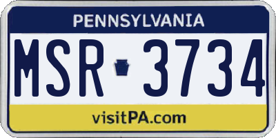 PA license plate MSR3734