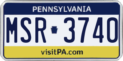 PA license plate MSR3740