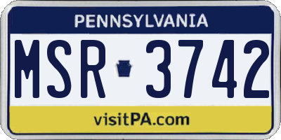 PA license plate MSR3742