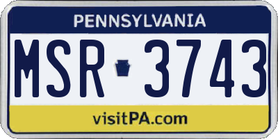PA license plate MSR3743