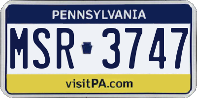 PA license plate MSR3747