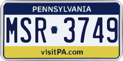 PA license plate MSR3749
