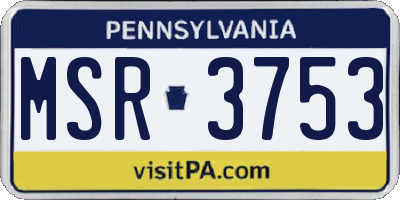 PA license plate MSR3753