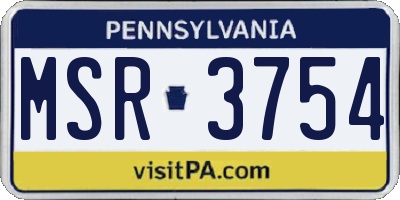 PA license plate MSR3754
