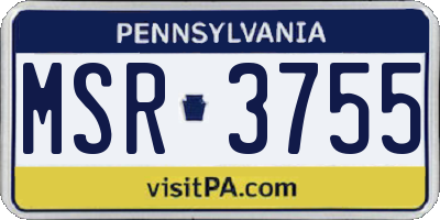 PA license plate MSR3755