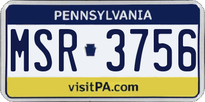 PA license plate MSR3756