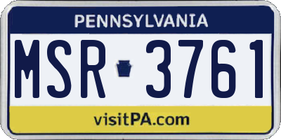 PA license plate MSR3761