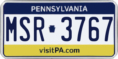 PA license plate MSR3767