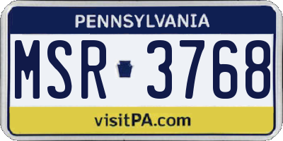 PA license plate MSR3768