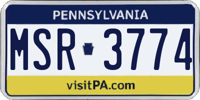 PA license plate MSR3774