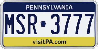 PA license plate MSR3777