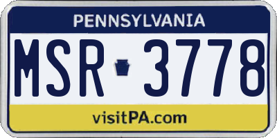 PA license plate MSR3778