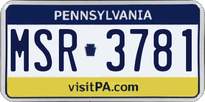 PA license plate MSR3781