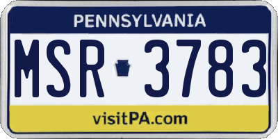 PA license plate MSR3783